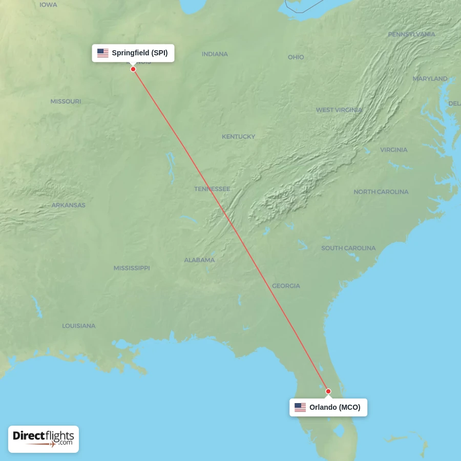 MCO - SPI route map
