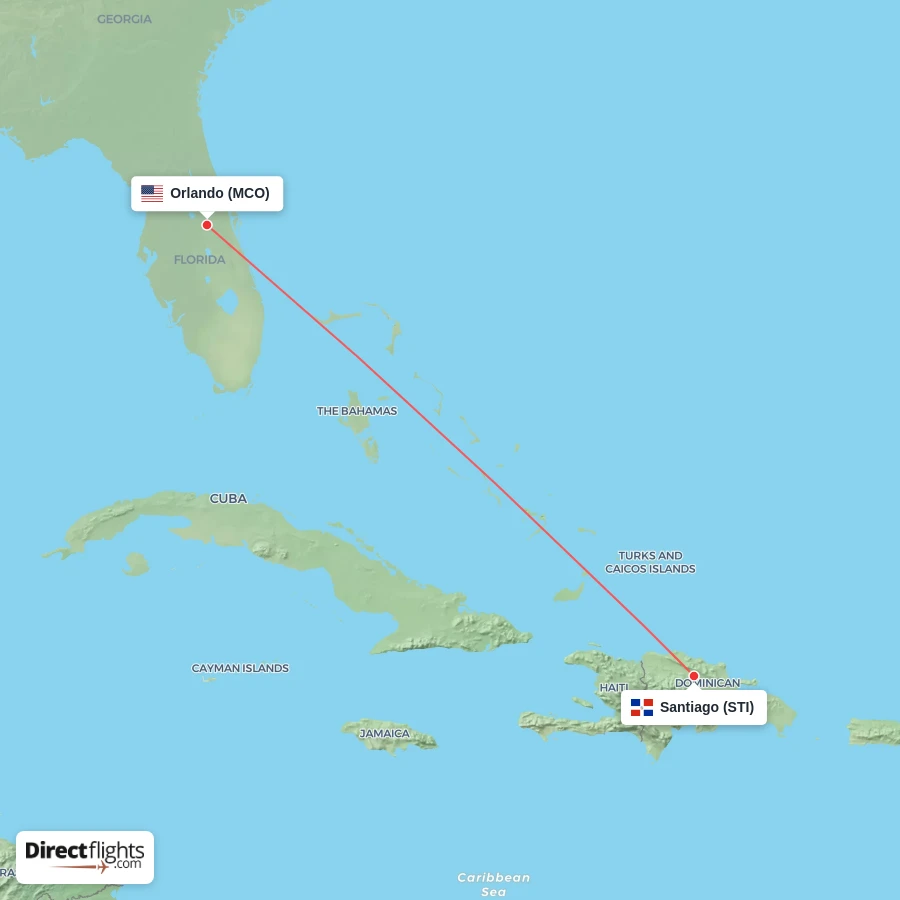 MCO - STI route map