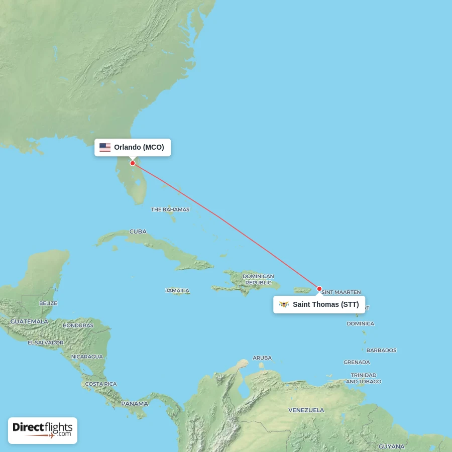 MCO - STT route map