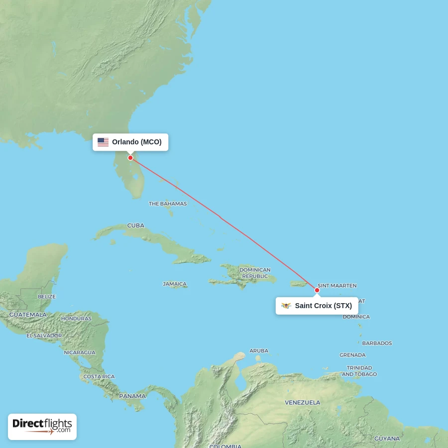 MCO - STX route map