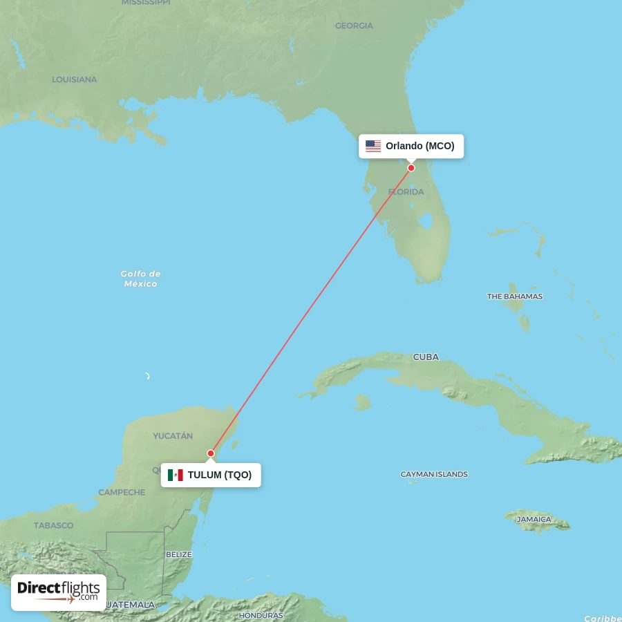 MCO - TQO route map