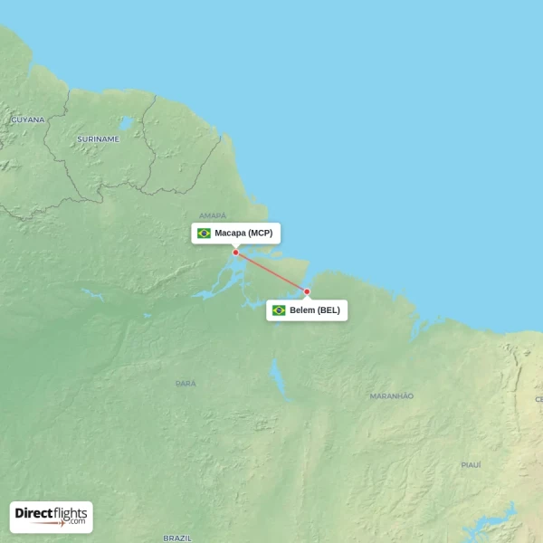 Macapa - Belem direct flight map