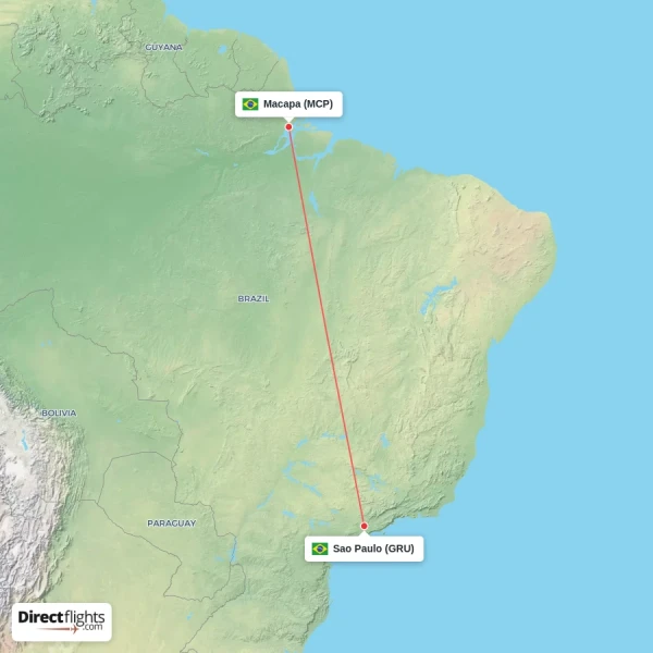 Macapa - Sao Paulo direct flight map