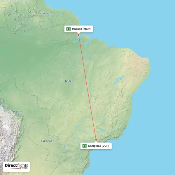 Macapa - Campinas direct flight map
