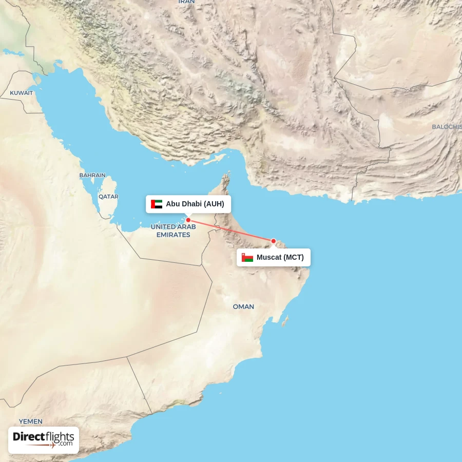 MCT - AUH route map