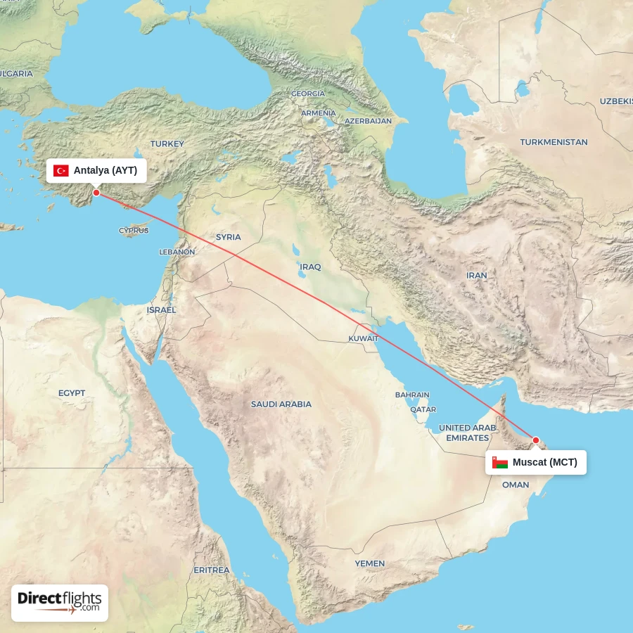 MCT - AYT route map