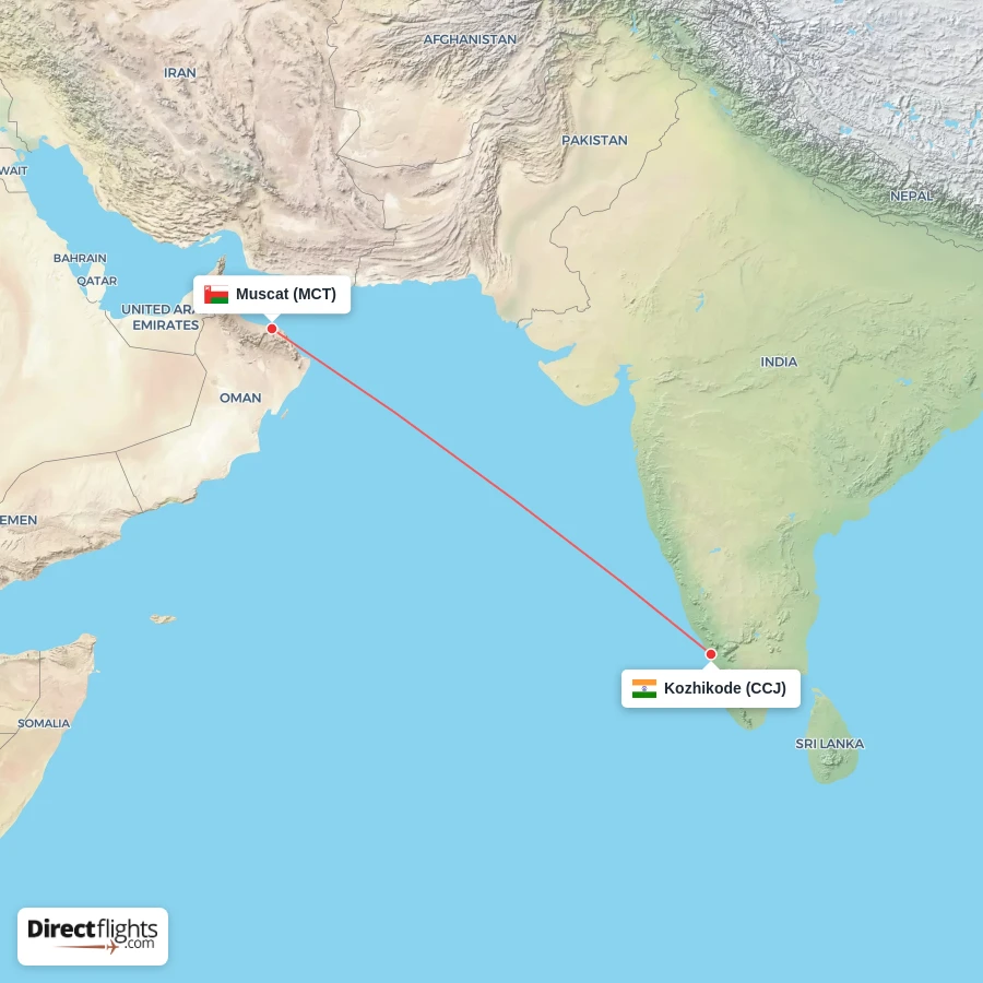 MCT - CCJ route map