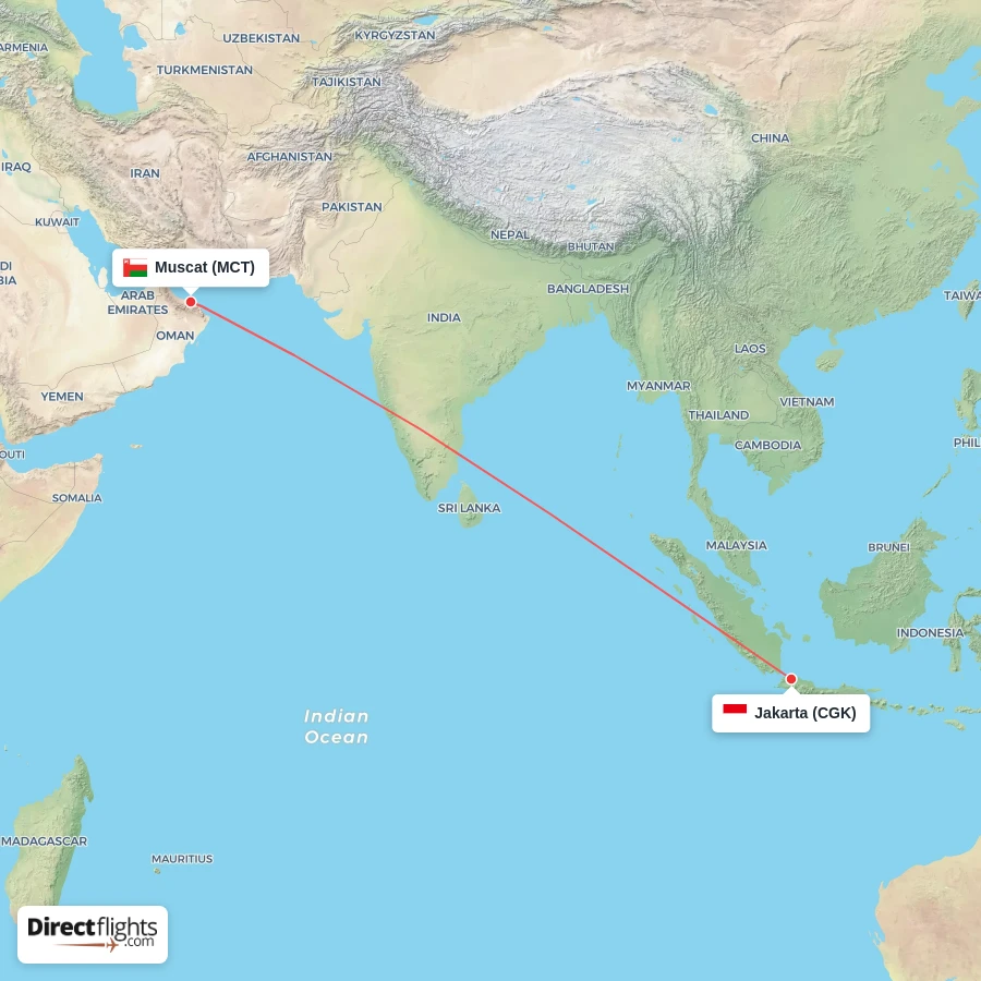 MCT - CGK route map