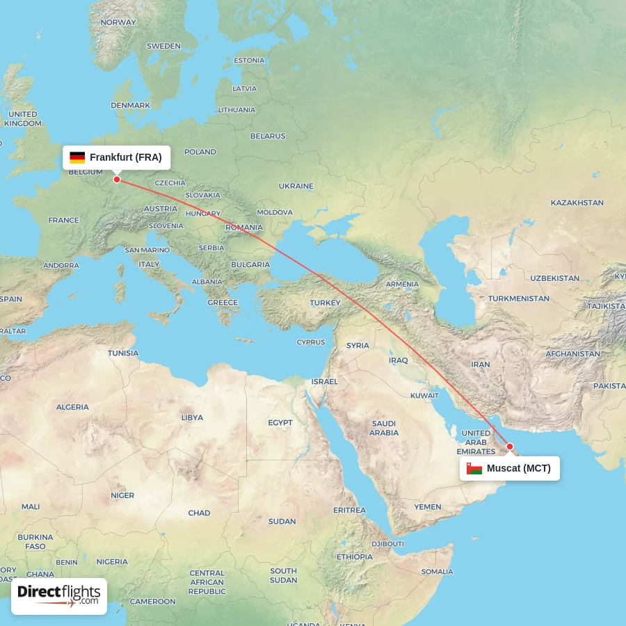 MCT - FRA route map