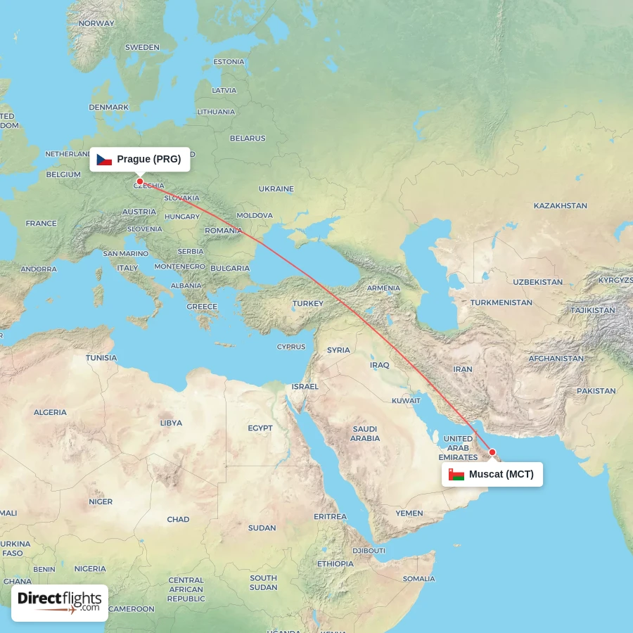 MCT - PRG route map