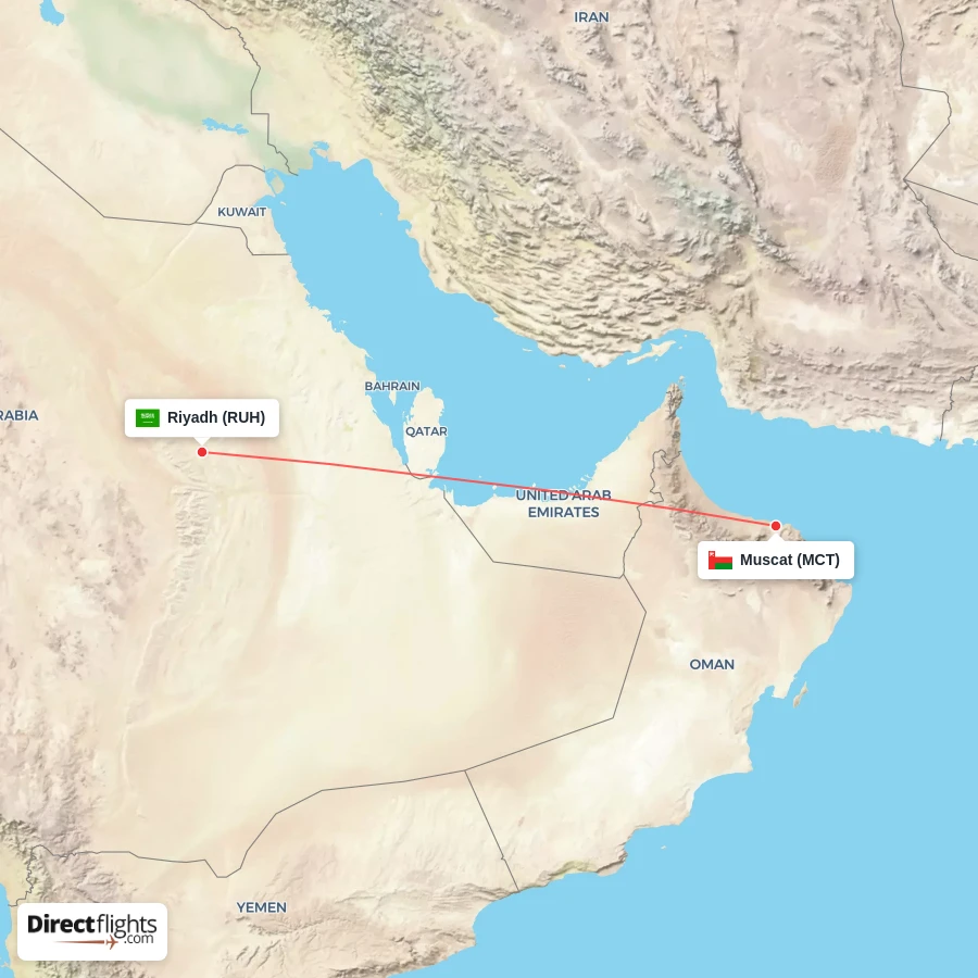 MCT - RUH route map