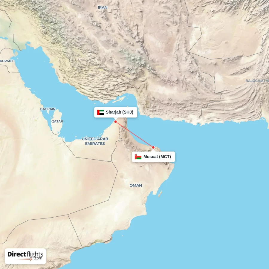 MCT - SHJ route map