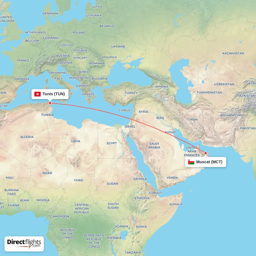 MCT - TUN route map