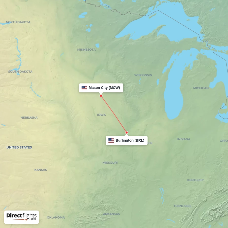 MCW - BRL route map