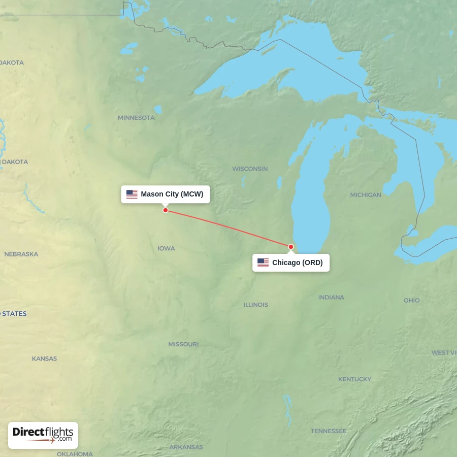 MCW - ORD route map