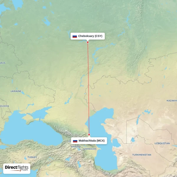 Makhachkala - Cheboksary direct flight map