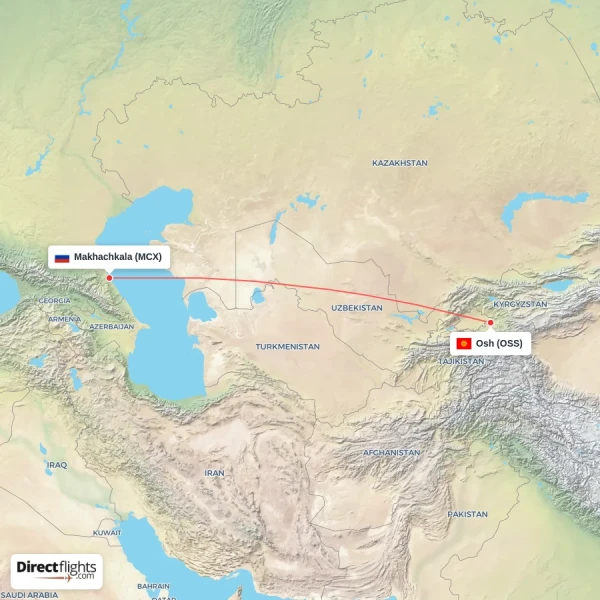 Makhachkala - Osh direct flight map