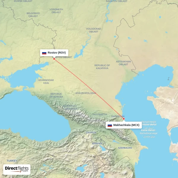 Makhachkala - Rostov direct flight map