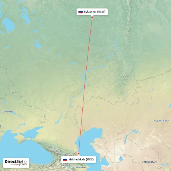 Makhachkala - Syktyvkar direct flight map