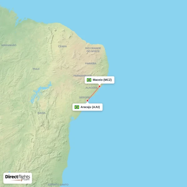 Maceio - Aracaju direct flight map