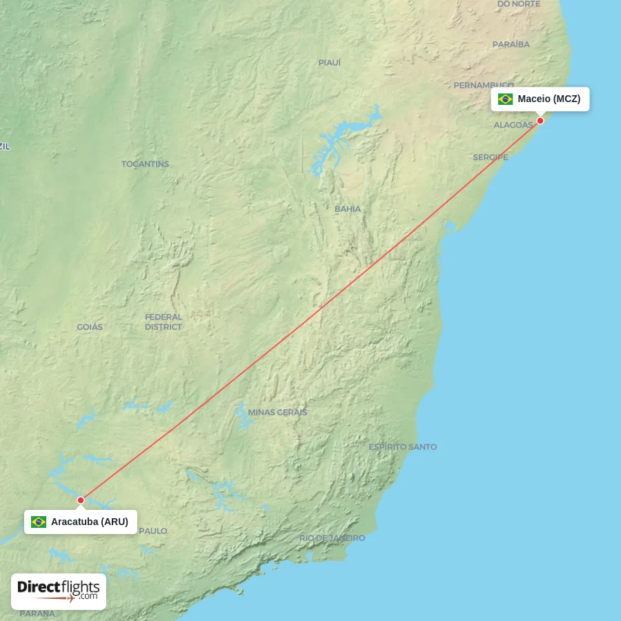 MCZ - ARU route map