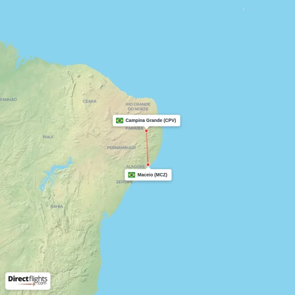Maceio - Campina Grande direct flight map