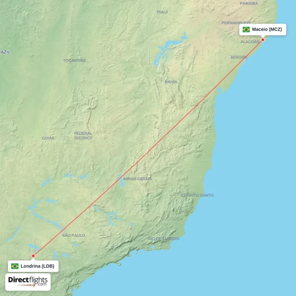 Maceio - Londrina direct flight map