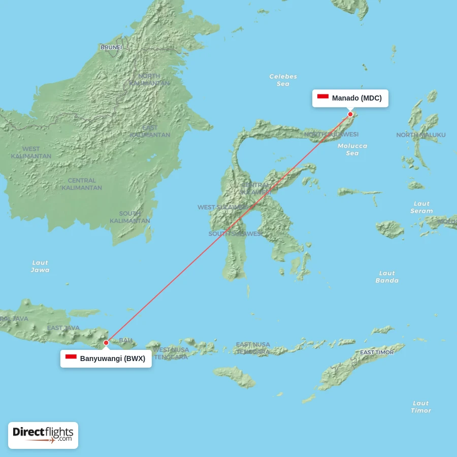 MDC - BWX route map