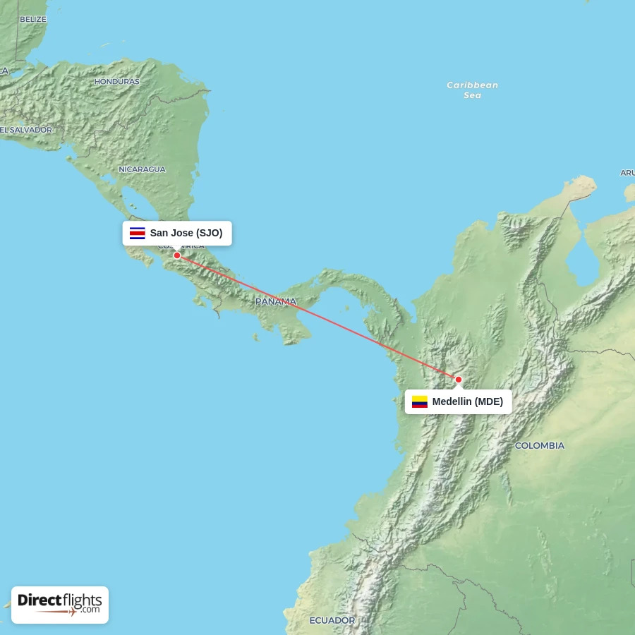MDE - SJO route map