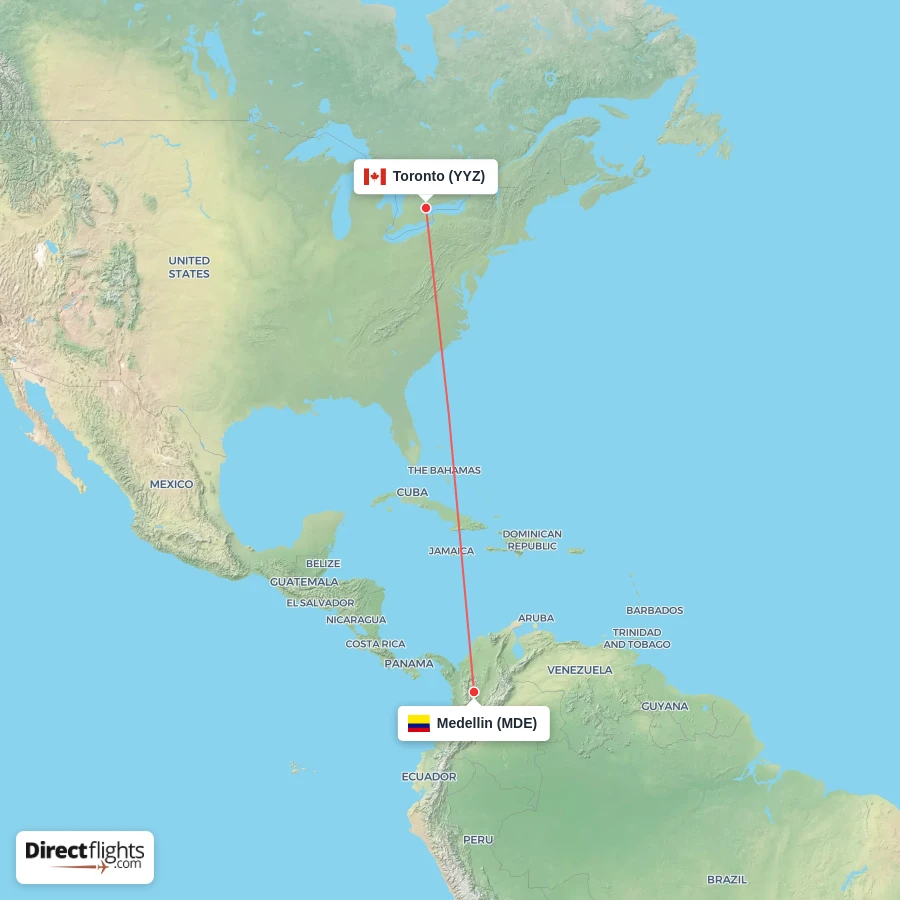 MDE - YYZ route map