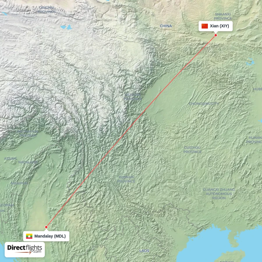 MDL - XIY route map