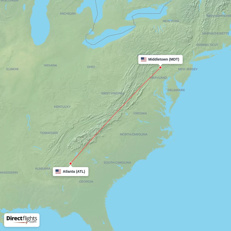 MDT - ATL route map