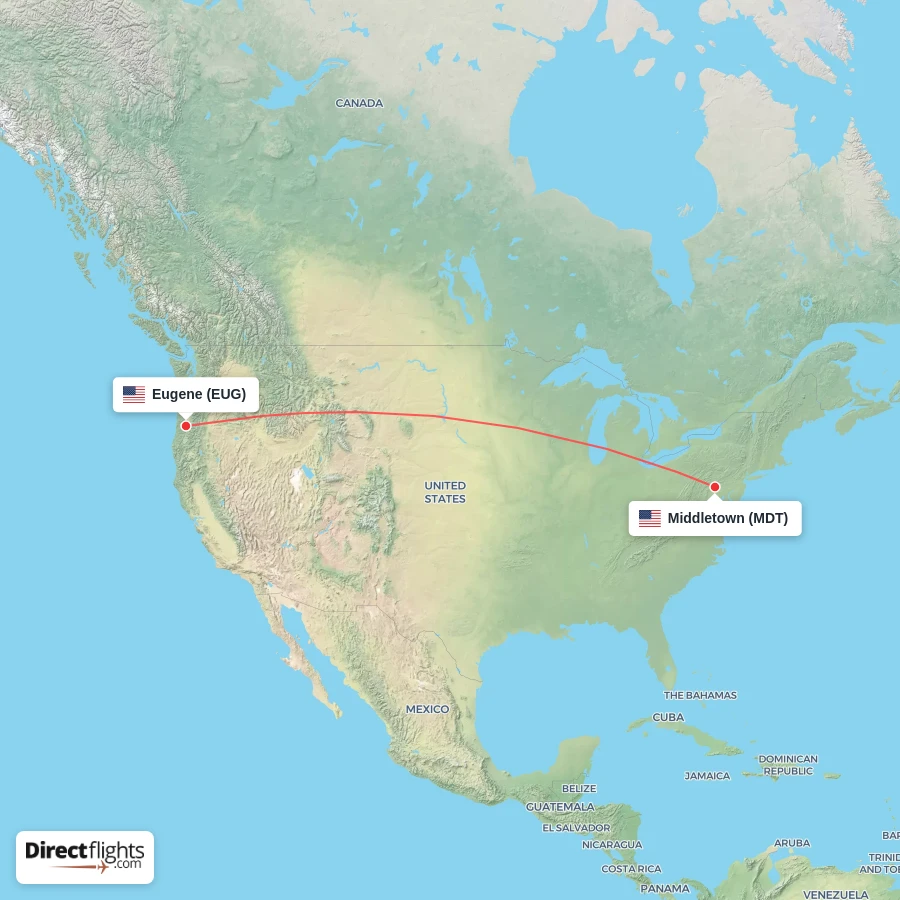 MDT - EUG route map