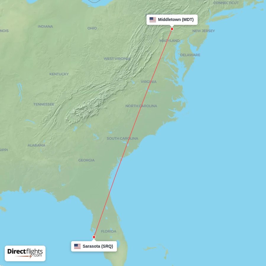 MDT - SRQ route map