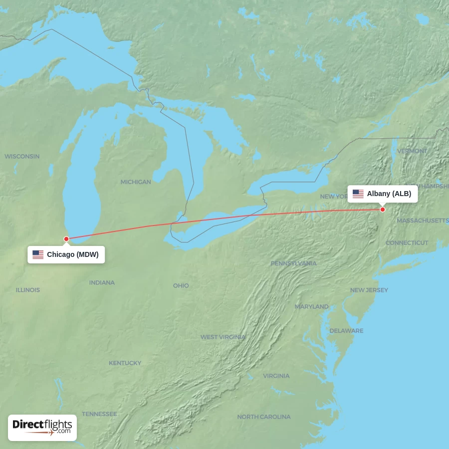 MDW - ALB route map