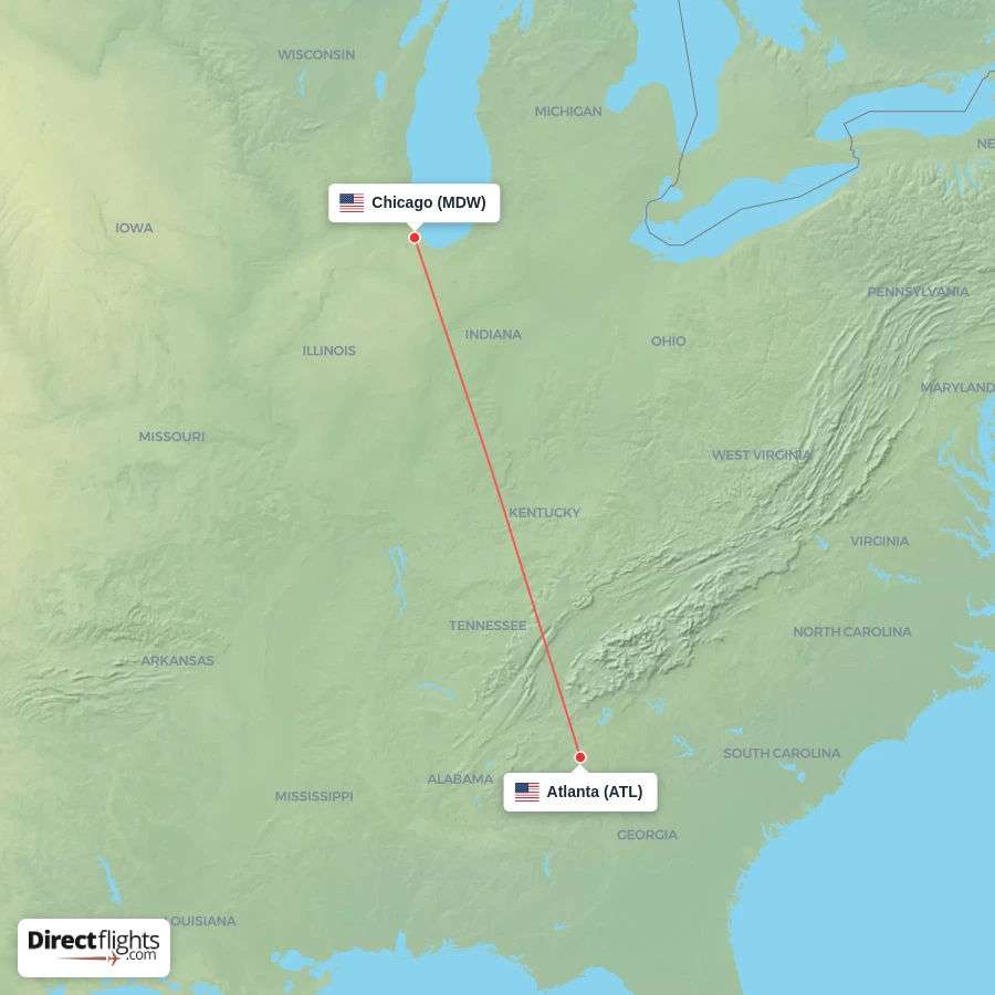 MDW - ATL route map