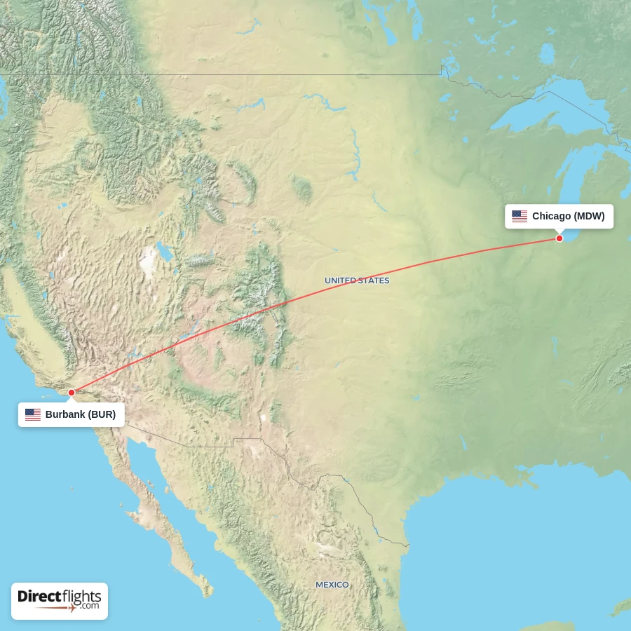 MDW - BUR route map