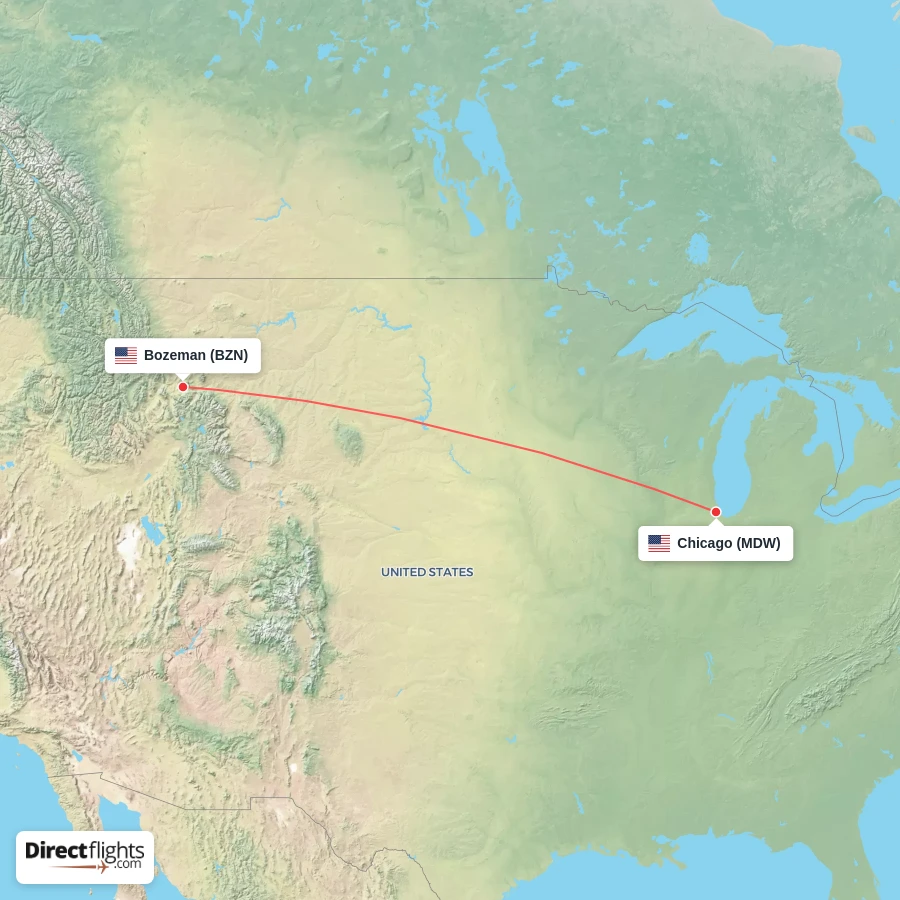 MDW - BZN route map