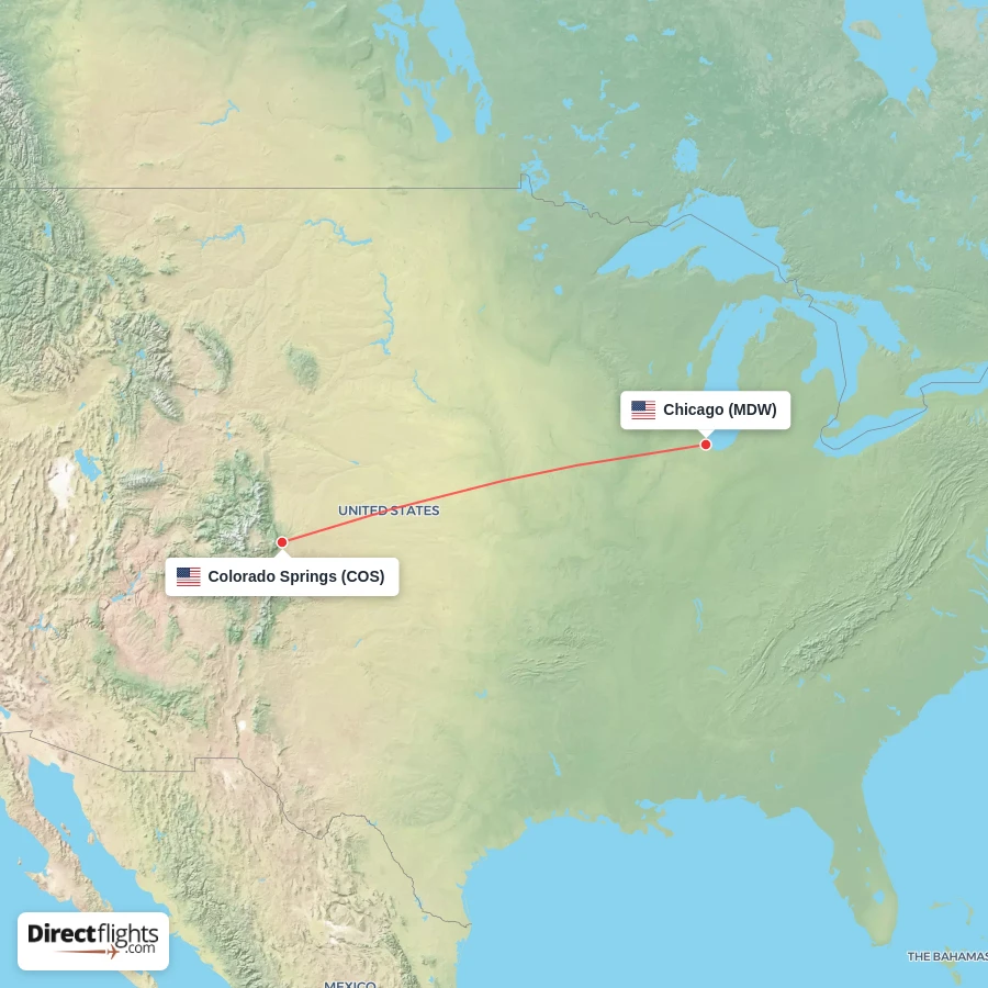 MDW - COS route map