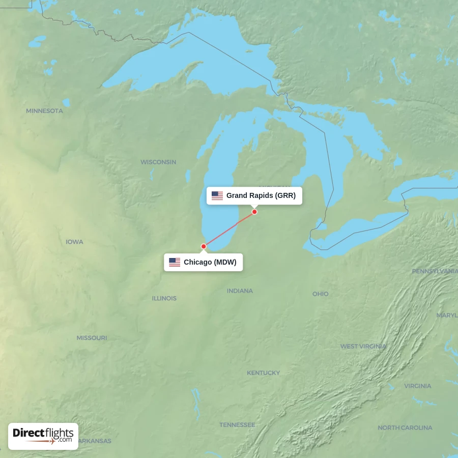 MDW - GRR route map
