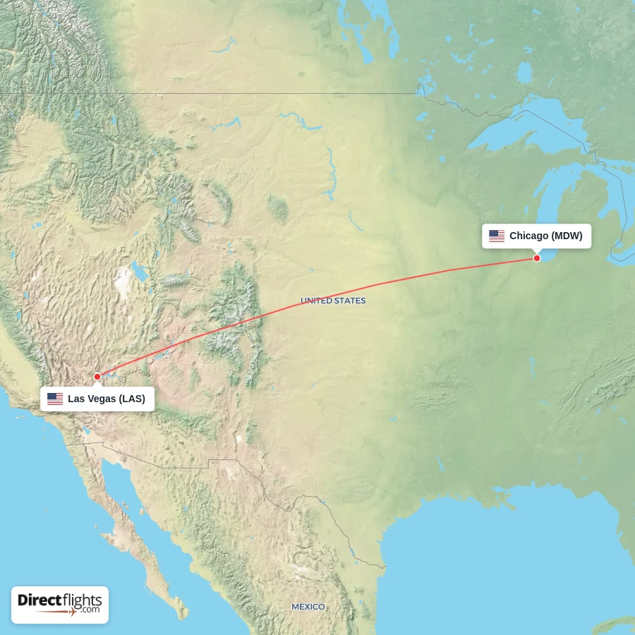 MDW - LAS route map