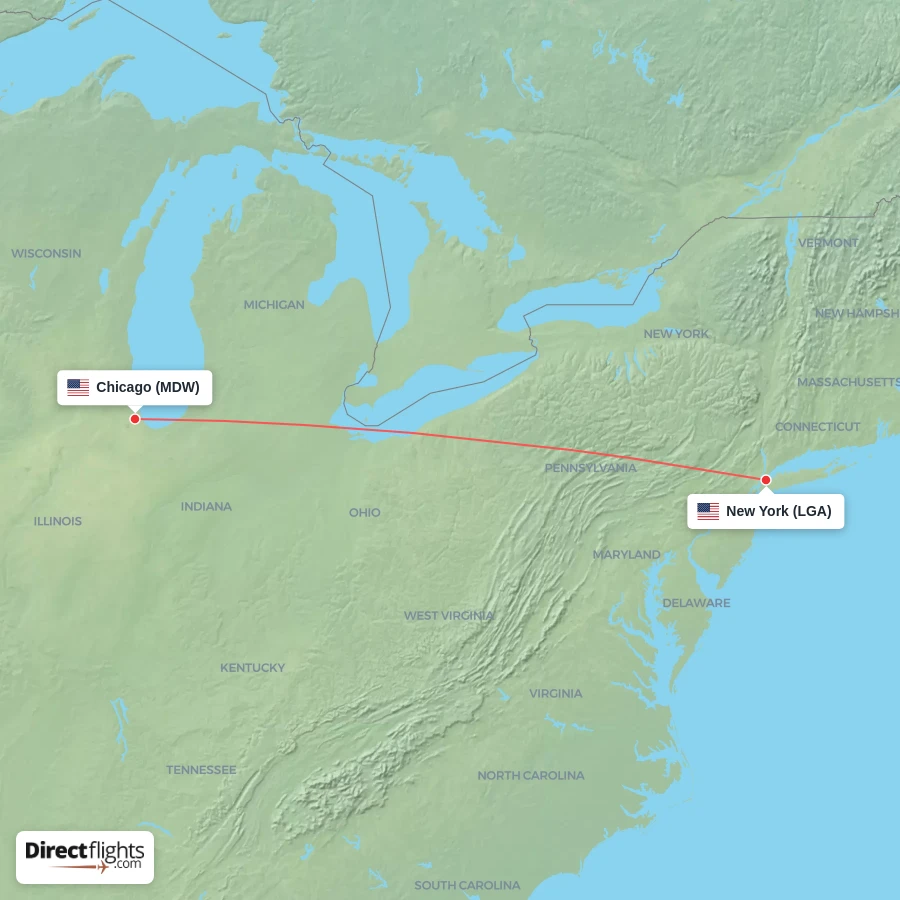 MDW - LGA route map