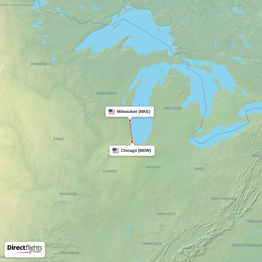 MDW - MKE route map