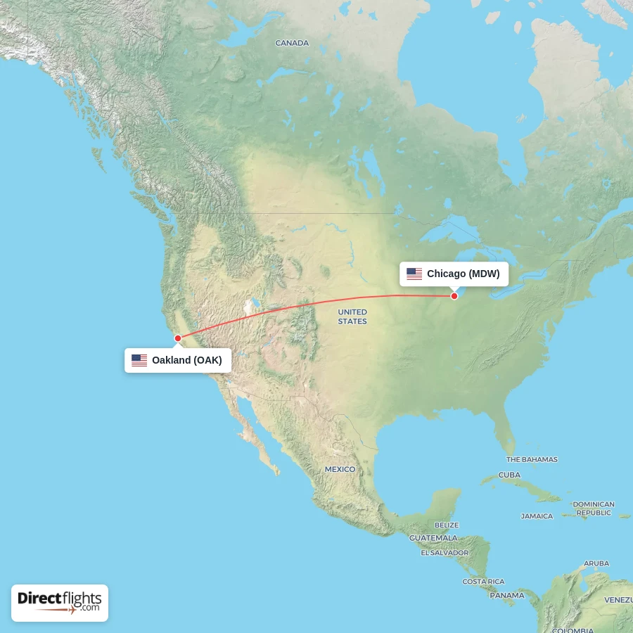 MDW - OAK route map