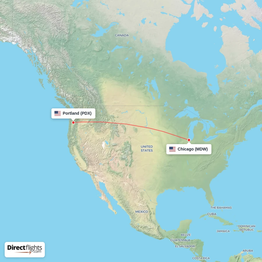 MDW - PDX route map
