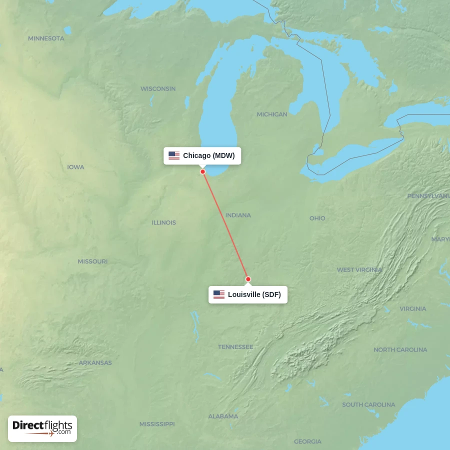 MDW - SDF route map