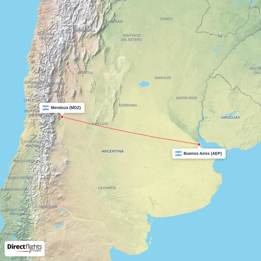 MDZ - AEP route map
