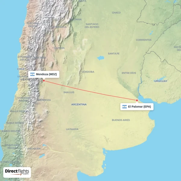 Mendoza - El Palomar direct flight map