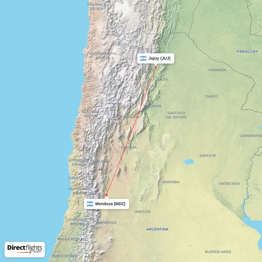 MDZ - JUJ route map