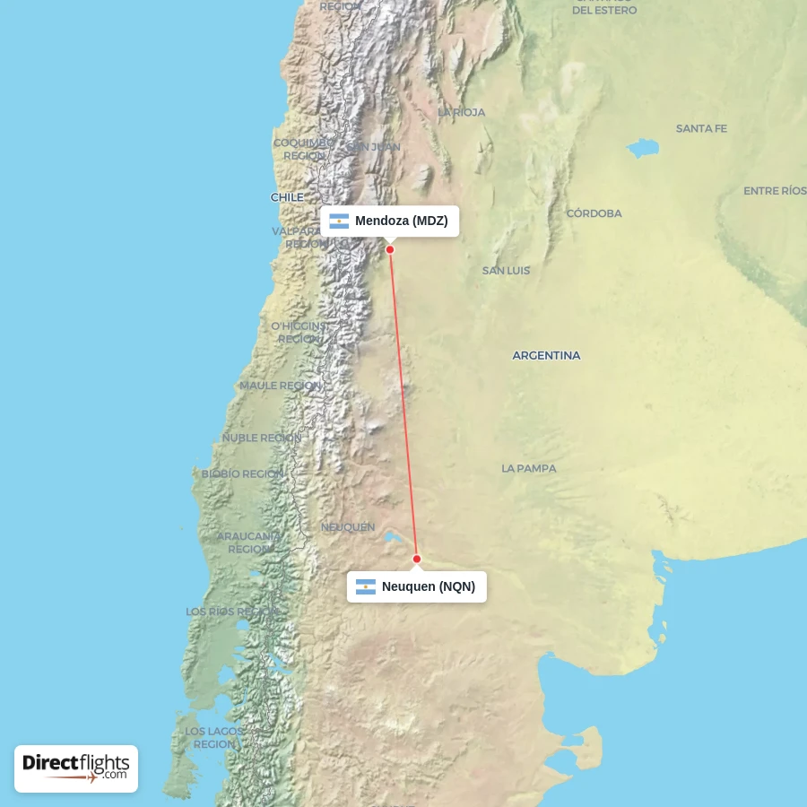 MDZ - NQN route map